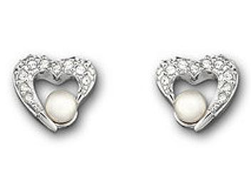 Swarovski 959298 Heart with Pearl Pierced Earrings