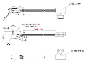 Globalmediapro XD D-Tap (Male) to DV Voltage DC Plug (Female) Power Cable (pack 10 pcs)