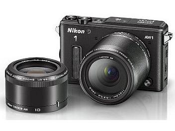 Nikon 1 AW1 Waterproof Camera Kit with 10mm and 11-27.5mm Lenses - Black